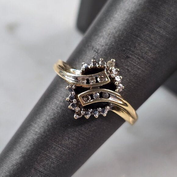 Womens Vintage Estate 10K Yellow Gold Ring Diamond Ring,...